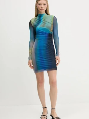 Desigual sukienka SHIRA kolor niebieski mini dopasowana 25WWVK43