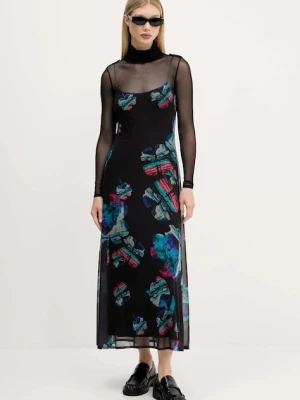 Desigual sukienka WATERCOLOR LACROIX kolor czarny maxi prosta 25WWVK03