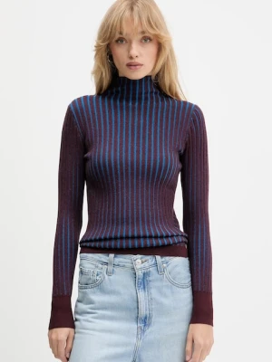 Desigual sweter BARROW damski kolor fioletowy z półgolfem 25WWJF18