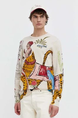 Desigual sweter bawełniany WEST kolor beżowy lekki 24SMJF09