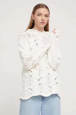 Desigual sweter bawełniany MILANO kolor biały z półgolfem 24SWJF23