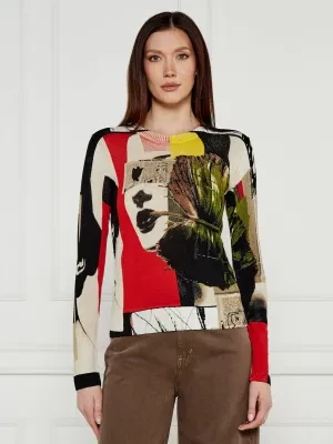 Desigual Sweter COLLAGE_LACROIX | Regular Fit | z dodatkiem lnu