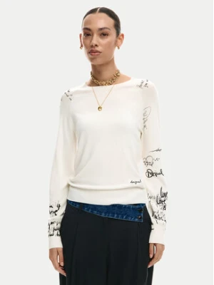 Desigual Sweter Marquette 26SWJF10 Écru Regular Fit