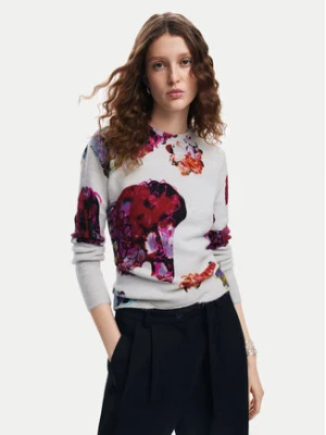 Desigual Sweter Maxflower 24WWJF53 Szary Regular Fit