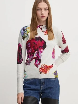 Desigual sweter MAXFLOWER SCRIBBL damski kolor szary 24WWJF53