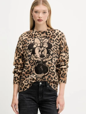 Desigual sweter MINNIE damski kolor brązowy lekki 25WWJF43