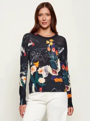 Desigual Sweter Nantes Lacroix | Slim Fit | z dodatkiem lnu