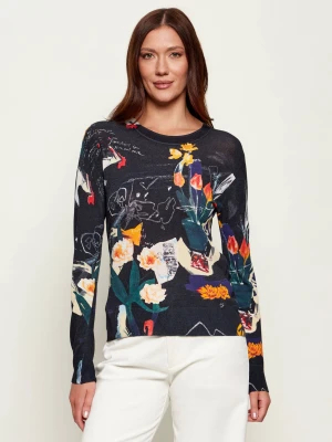 Desigual Sweter Nantes Lacroix | Slim Fit | z dodatkiem lnu