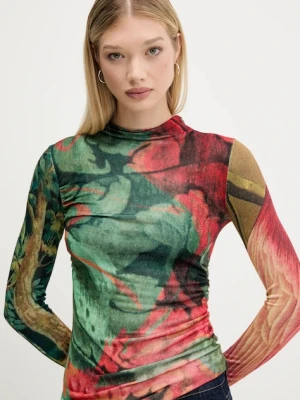 Desigual sweter TAPIZ LACROI damski kolor zielony lekki 25WWJF48