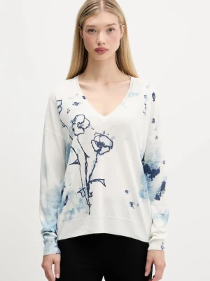 Desigual sweter z domieszką lnu HELSINKI damski kolor beżowy lekki 25SWJF33