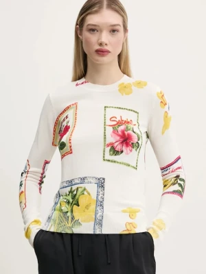 Desigual sweter z domieszką lnu TAMPERE beżowy