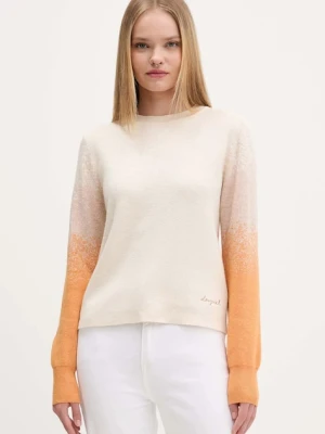 Desigual sweter z domieszką wełny FAMA damski kolor beżowy 25WWJF24