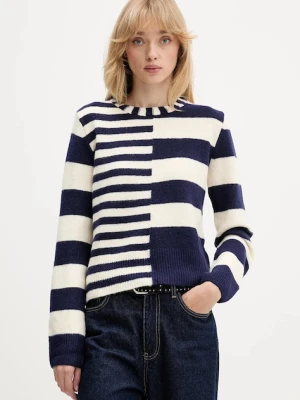 Desigual sweter z domieszką wełny MALMOE damski kolor granatowy lekki 25WWJF17