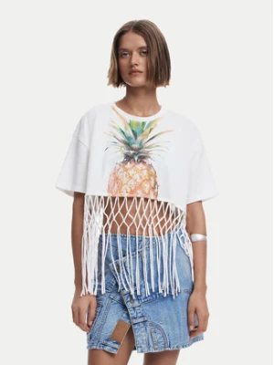 Desigual T-Shirt 25SWTKAN Écru Regular Fit Kremowy