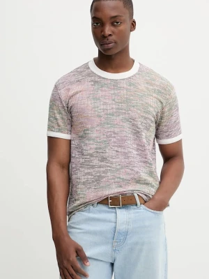 Desigual t-shirt ARENYS męski kolor różowy wzorzysty 25WMTK30