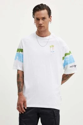 Desigual t-shirt bawełniany AREN męski kolor biały wzorzysty 24WMTK03