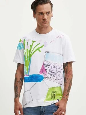 Desigual t-shirt bawełniany ARLO męski kolor biały wzorzysty 24WMTK07