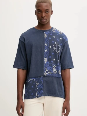 Desigual t-shirt bawełniany BACK CUTTING PAI męski kolor niebieski z nadrukiem 25WMTK37
