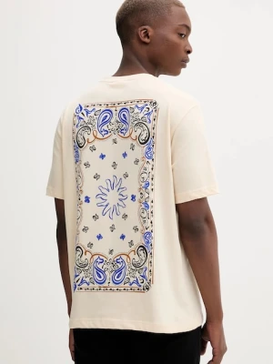 Desigual t-shirt bawełniany BACK PANEL PAISLEY męski kolor beżowy z nadrukiem 25WMTK38