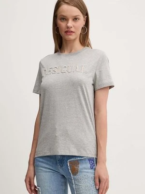 Desigual t-shirt bawełniany BRANDY damski kolor szary 24WWTK24