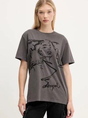 Desigual t-shirt bawełniany BUDAPEST damski kolor szary 25WWTK47