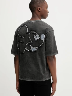 Desigual t-shirt bawełniany CARDIFF MICKEY męski kolor szary z aplikacją 25WMTK23