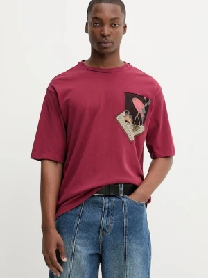 Desigual t-shirt bawełniany COMO męski kolor czerwony z nadrukiem 25WMTK33