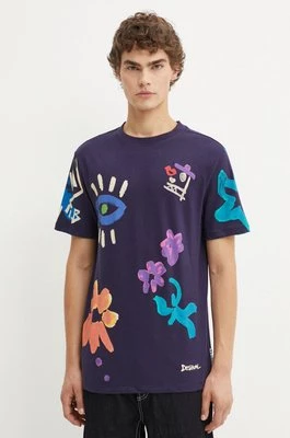 Desigual t-shirt bawełniany DAKOTAN męski kolor granatowy wzorzysty 24WMTK33