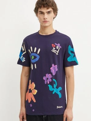 Desigual t-shirt bawełniany DAKOTAN męski kolor granatowy wzorzysty 24WMTK33