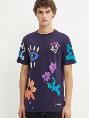 Desigual t-shirt bawełniany DAKOTAN męski kolor granatowy wzorzysty 24WMTK33