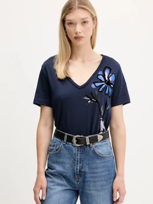 Desigual t-shirt bawełniany DUMAS damski kolor granatowy 25WWTK28