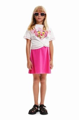 Desigual t-shirt bawełniany dziecięcy Pink Panther kolor biały