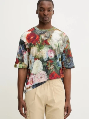 Desigual t-shirt bawełniany GENOVA męski kolor zielony wzorzysty 25WMTK17