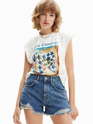 Desigual t-shirt bawełniany kolor biały