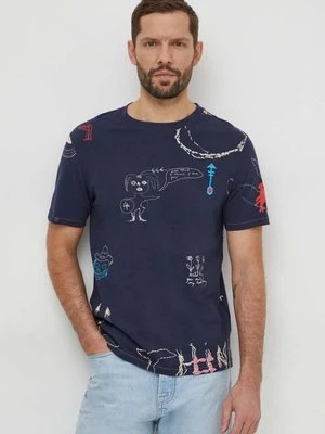 Desigual t-shirt bawełniany MARTIN męski kolor granatowy wzorzysty 24SMTK23