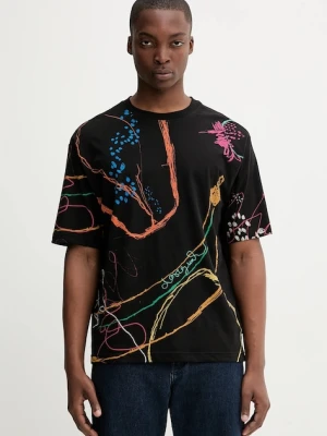 Desigual t-shirt bawełniany MATARO męski kolor czarny wzorzysty 25WMTK12