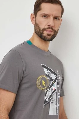 Desigual t-shirt bawełniany MATEO męski kolor szary z nadrukiem 24SMTK25