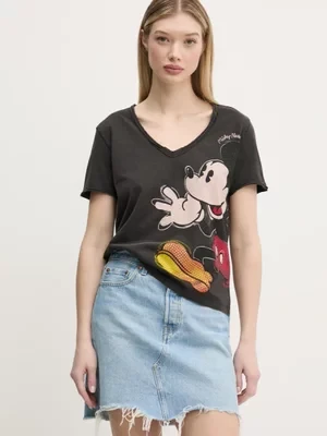 Desigual t-shirt bawełniany MICKEY JOKER damski kolor szary 25SWTKAG