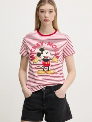 Desigual t-shirt bawełniany MICKEY MOUSE damski kolor czerwony 25SWTKAI