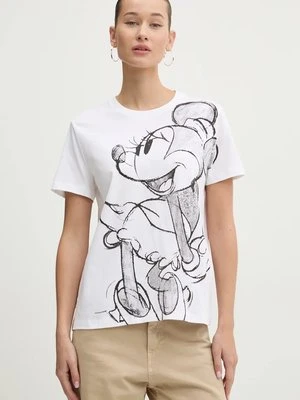 Desigual t-shirt bawełniany MICKEYDRAWING damski kolor biały 24WWTKA1