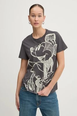 Desigual t-shirt bawełniany MICKEYDRAWING damski kolor szary 24WWTKA1