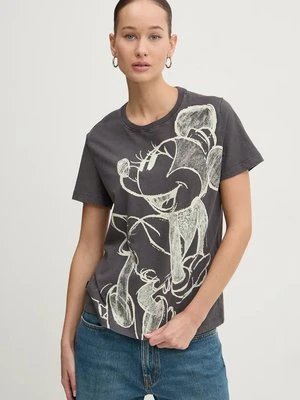 Desigual t-shirt bawełniany MICKEYDRAWING damski kolor szary 24WWTKA1