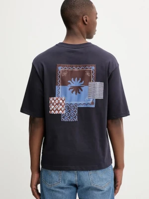 Desigual t-shirt bawełniany PALMA męski kolor granatowy z aplikacją 25WMTK10
