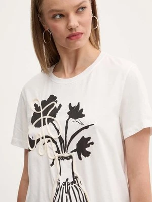 Desigual t-shirt bawełniany SHADOW damski kolor biały 24WWTK11