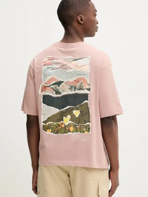 Desigual t-shirt bawełniany VIENA męski kolor różowy z nadrukiem 25WMTK18