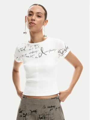 Desigual T-Shirt Helsinki 26SWTK10 Écru Slim Fit