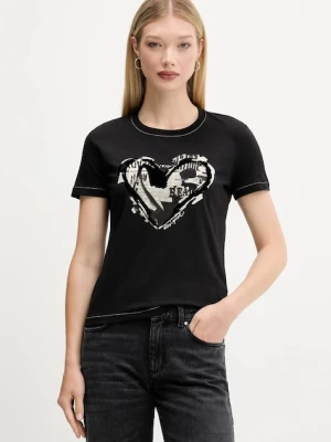 Desigual t-shirt LETTER CORE damski kolor czarny 25WWTK04