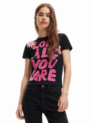 Desigual T-Shirt Love All You 23SWTKAV Czarny Regular Fit