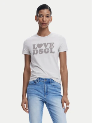 Desigual T-Shirt Love Dsgl 25SWTK10 Szary Regular Fit
