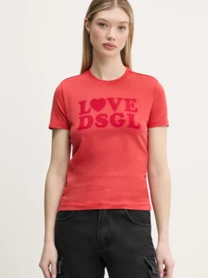 Desigual t-shirt LOVE DSGL damski kolor czerwony 25SWTK10